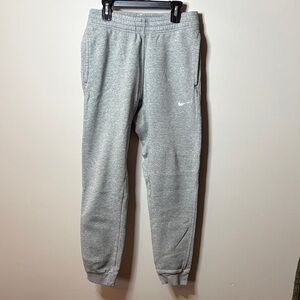 Nike Youth Light Gray Jogger Sweatpants with White Swoosh